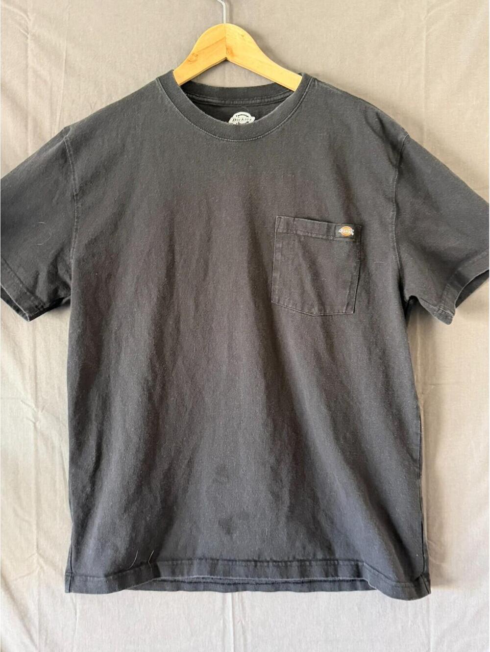 Dickies Mens Short Sleeve Pocket T Shirt Black Large Heavyweight Crew Neck Work